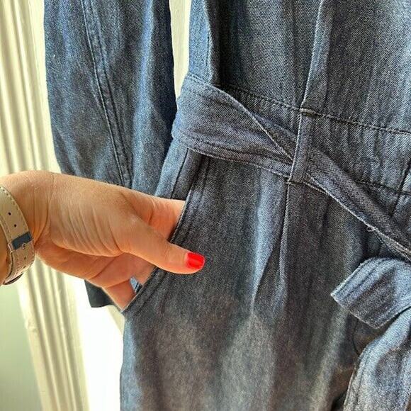 Forever 21 Overall Jumpsuit Womens Small Blue Denim Pockets Western Jeans NWT - Picture 8 of 11